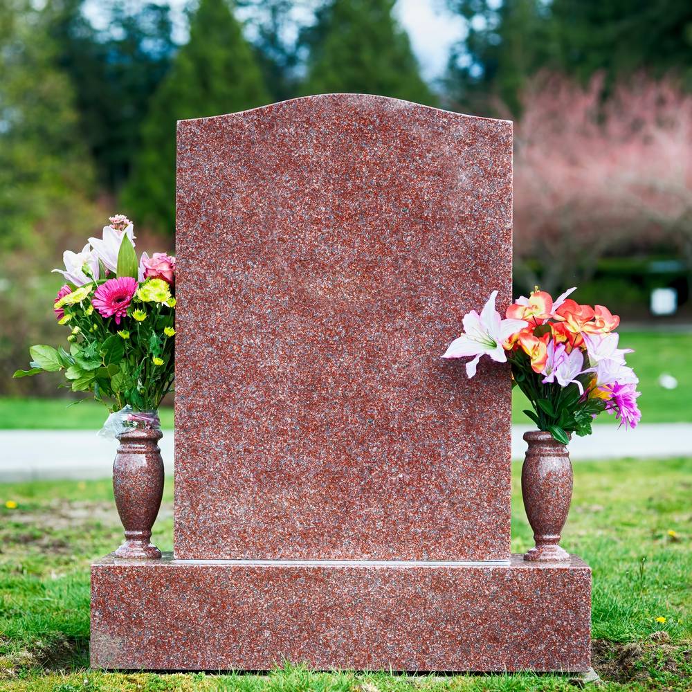 Headstone and Flowers